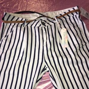 White Pants with Blue Stripes